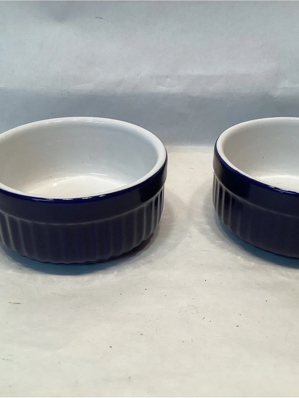 Set of 2 Roscho Cobalt Blue Ramikens Soufflé Bowls 4 0z Oven Microwave Freezer